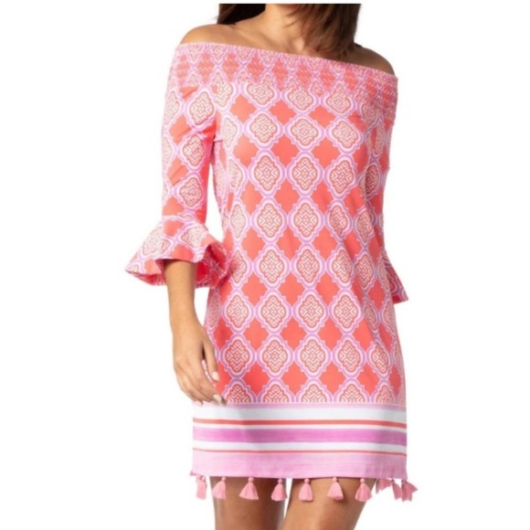 NWT CABANA LIFE Cora Geo Women's Off the Shoulder Dress size Medium - Picture 12 of 13